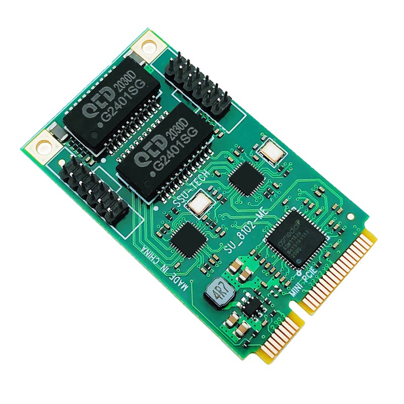 Thẻ Mạng Mini PCIE Sang 2 Cổng RJ45 Ethernet Gigabit 10 / 100 / 1000Mbps Cho Laptop