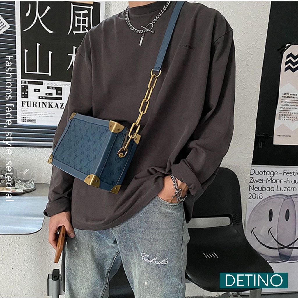 Vòng cổ nam cuban màu bạc khóa kim cương, dây chuyền titan nam không gỉ phong cách Châu Âu DETINO DC05