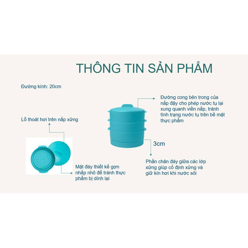 Xửng hấp 3 tầng xanh Tupperware chính hãng🧡 FREESHIP 🧡