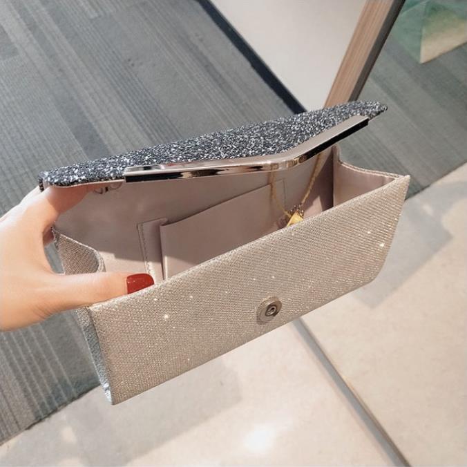 Clutch nữ, ví nữ cầm tay sự tiệc đính đá phối đen trắng siêu sang tuixinh5555 CDA22