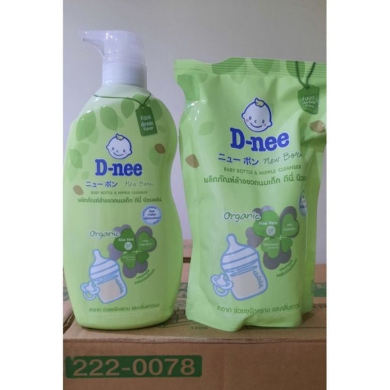 Nước Rửa Bình Sữa Dnee Organic Túi 600ml Chai 620ml Date Mới