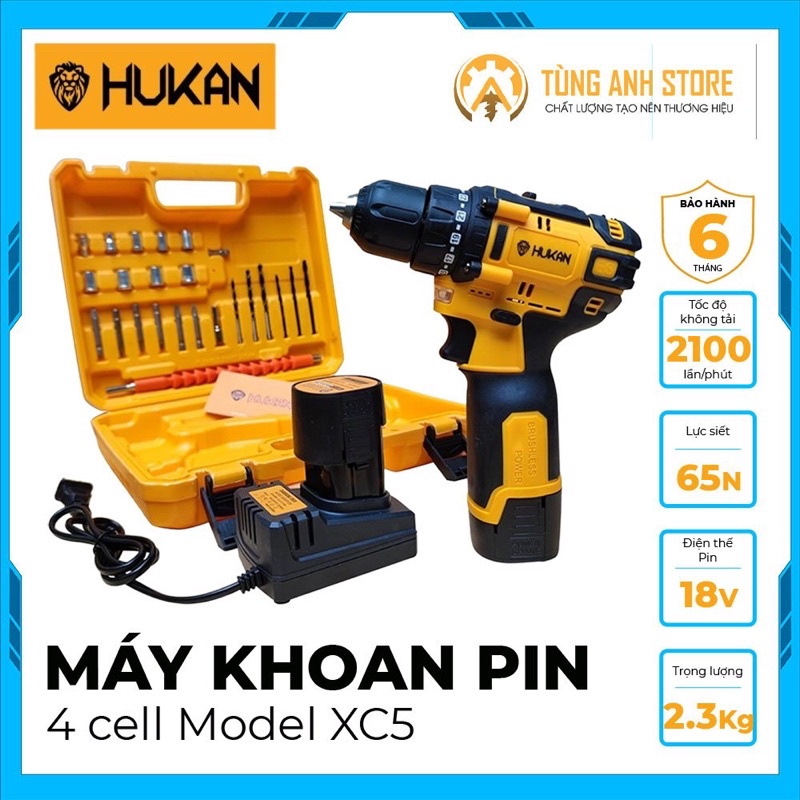 Máy Khoan Pin HUKAN XC5 Pin 4 cell động cơ không chổi than chính hãng
