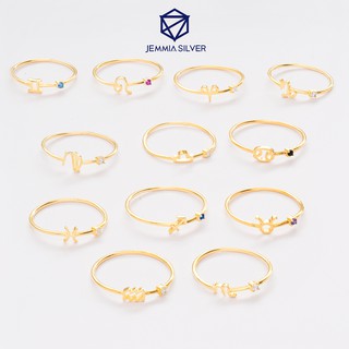 Nhẫn bạc nữ Jemmia kí hiệu hoàng đạo đính đá – JM4015