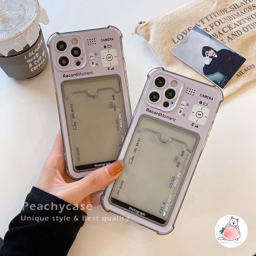 Ốp điện thoại TPU mềm chống sốc kèm ngăn đựng thẻ cho iPhone 13 12 11 Pro Max Xr Xs X 7 8 Plus