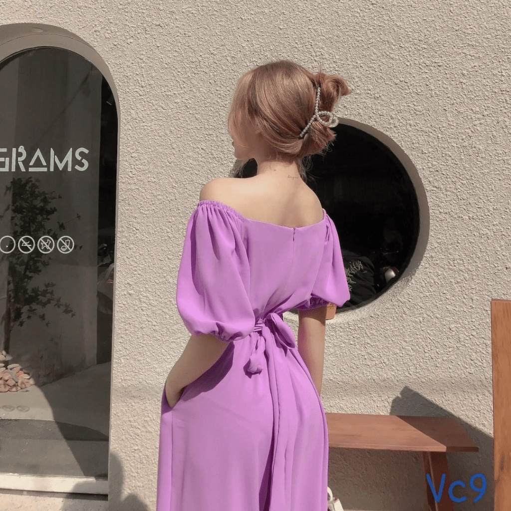 JUM LỤA MÀU TÍM THỦY CHUNG TÔN DÁNG CỰC XINH PU HHP FASHION