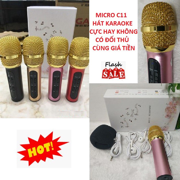 Micro Livestream Thu Âm C11, Mic Thu Âm, Hát Live Stream, Karaoke Online, Tặng Tai Nghe Chính Hãng Bảo Hành 6 Tháng