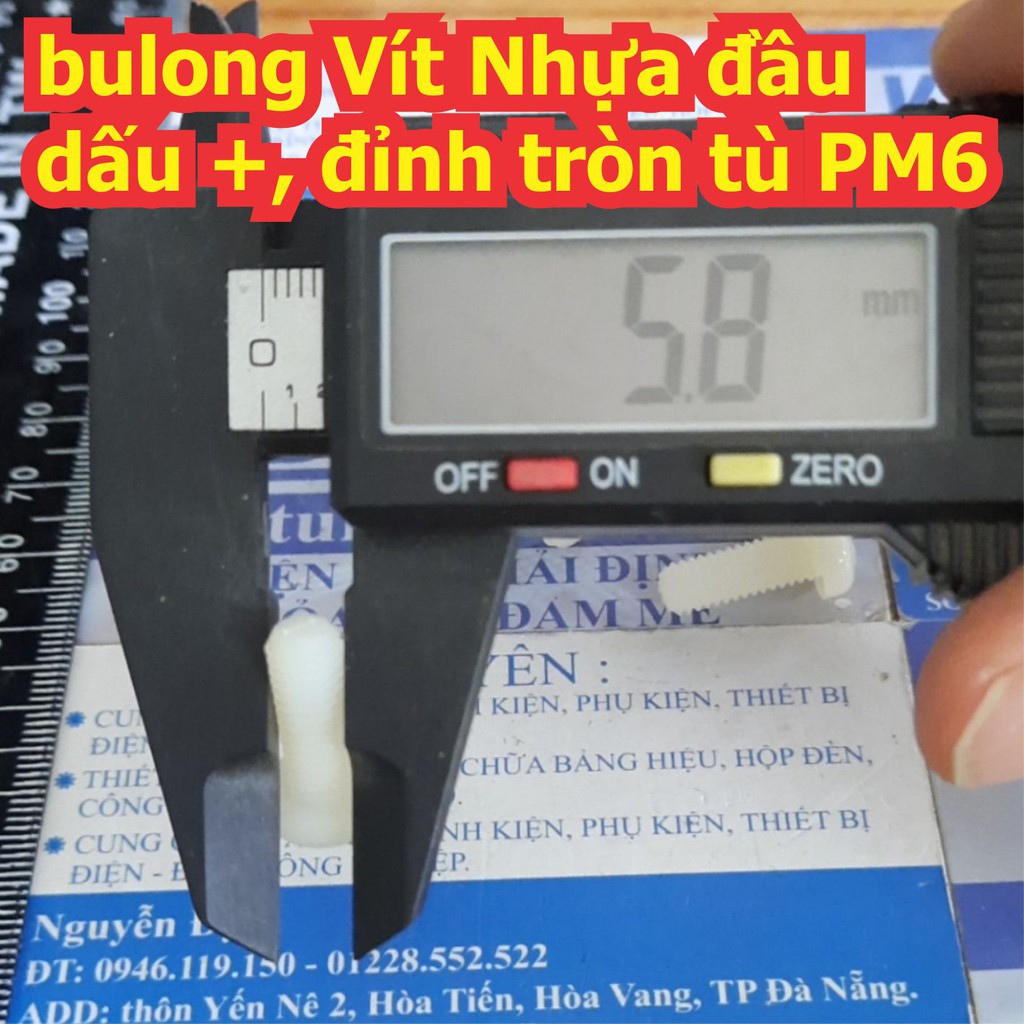 bulong bu lông Vít Nhựa đầu dấu +, đỉnh tròn tù PM6 M6 dài 10mm ~ 40mm kde7722
