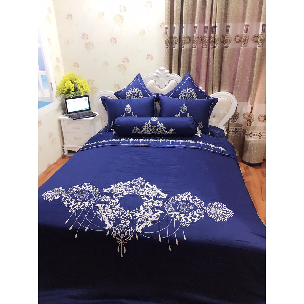 [Titox] Bộ satin Hàng nhập khẩu cao cấp lụa, thêu tay cho khách sạn 5 sao.