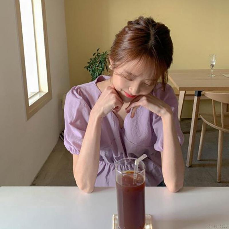 Áo Thun Cổ Chữ V Phong Cách Hàn Quốc Cho Nữ