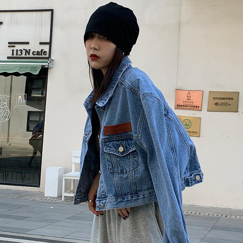 Áo khoác denim tay dài dáng rộng thiết kế mới thời trang xuân thu 2021 dành cho nữ | BigBuy360 - bigbuy360.vn