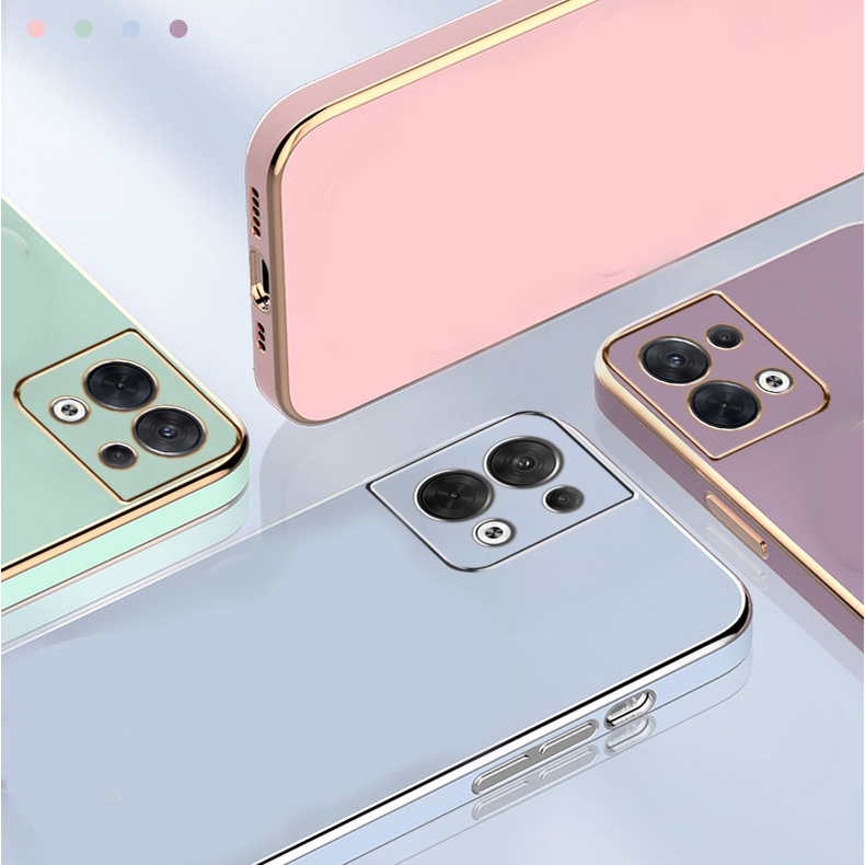 Ốp lưng Silicon Oppo Reno7 Reno8 Reno 7Z Reno 8Z Reno 7 5g ốp điện thoại viền mạ vàng