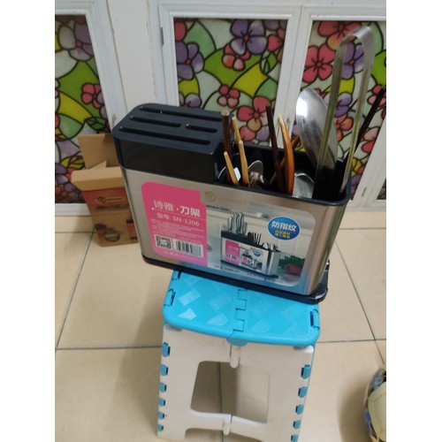Kệ Đựng Dao Đũa Thìa Inox 304 Chống Rỉ Có Rãnh Thoát Nước Phía Dưới Bảo Quạn Dụng Cụ Nhà Bếp Gọn Gàng Sạch Sẽ