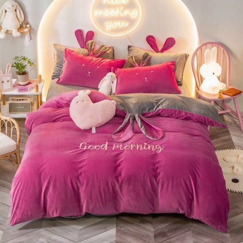 BỘ CHĂN GA GỐI NỈ NHUNG TAI THỎ CAO CẤP ĐỦ SIZE