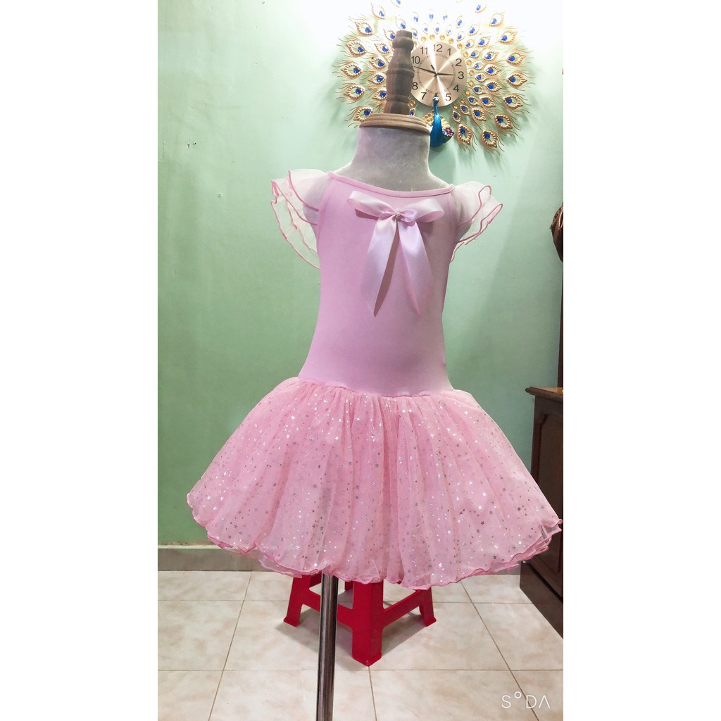 Váy Múa Ballet Mẫu Hai Dây Chân Sao Xòe Kết Hợp Nơ Đính Ngực Làm Điểm Nhấn Cực Dễ Thương BL25.