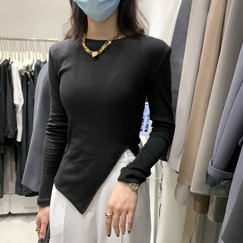 Áo Dệt Kim Xẻ Tà Phong Cách Thời Trang Hàn Quốc Dành Cho Nữ