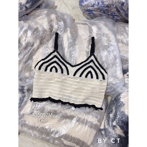 Áo ren 2 dây phối minie