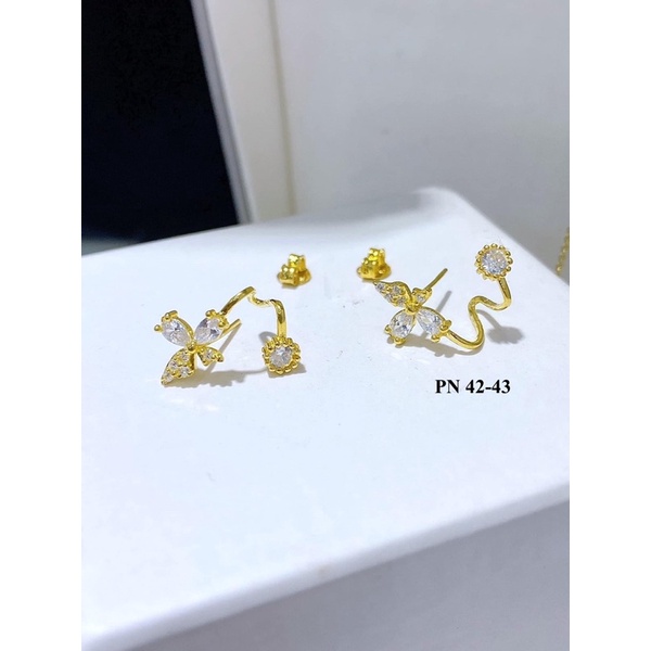 Bông tai hoa kẹp BẠC TA hàng kĩ bóng đẹp ko nham nhở