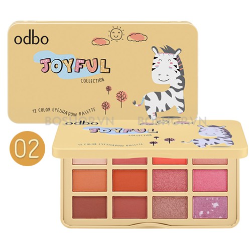 Bảng Mắt Odbo JoyFul Có Nhũ Tông Cam Hồng Đất OD298 No.02 - Bảng Phấn Mắt Odbo Có Nhũ Tông Cam Hồng Đất Thái Lan