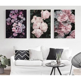 BỘ 3 TRANH HOA HỒNG CANVAS TRANG TRÍ QUÁN, SHOWROOM