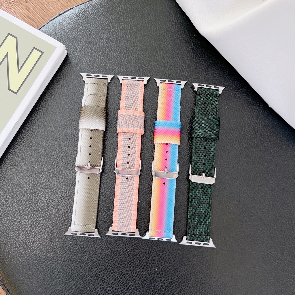 Dây Đeo Vải Canvas Màu Dạ Quang Cho Đồng Hồ Thông Minh iWatch 38mm 40mm 41mm 42mm 44mm 45mm 8 7 6 SE 5 4 3 2 1