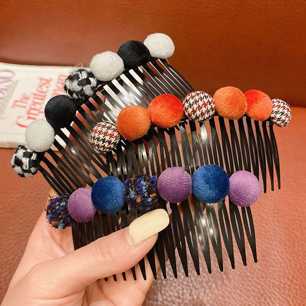 Lược Cài Tóc Đính Bóng Lông Phong Cách Vintage Thanh Lịch Cho Nữ