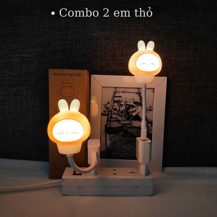 Đèn Ngủ Mini Cho Bé Huta Light For Life Hình Thú THO01 Chú Thỏ Cute, Đầu Cắm USB, Uốn Dẻo Tiện Lợi, Decor Phòng Ngủ