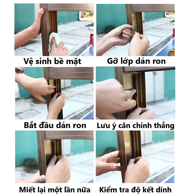 6 Mét Ron Chặn Khe Cửa, Miếng Nẹp Khung Cửa Chống Gió Lùa Cách Âm, Chống Va Đập