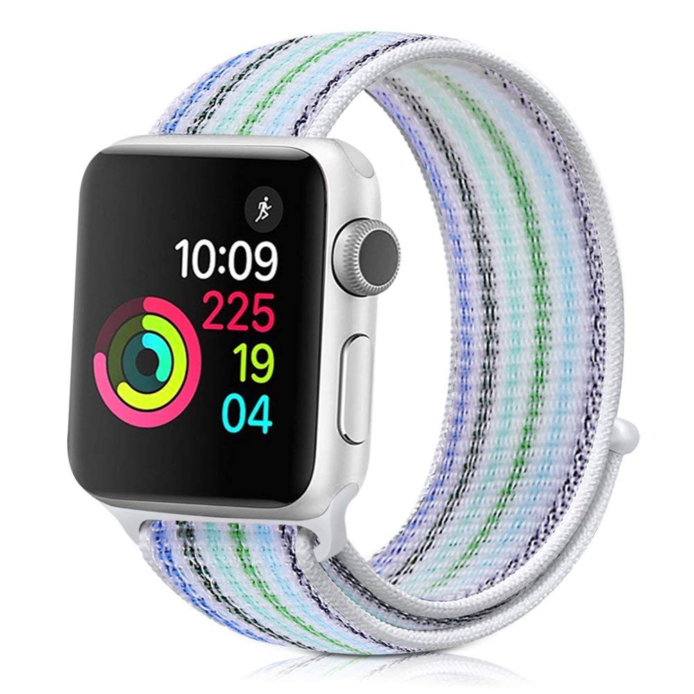 Dây Đeo Nylon Sọc Cho Đồng Hồ Thông Minh Apple Watch 38Mm / 42Mm/40mm/44mm，se/6/5/4/ 3 / 2 / 1