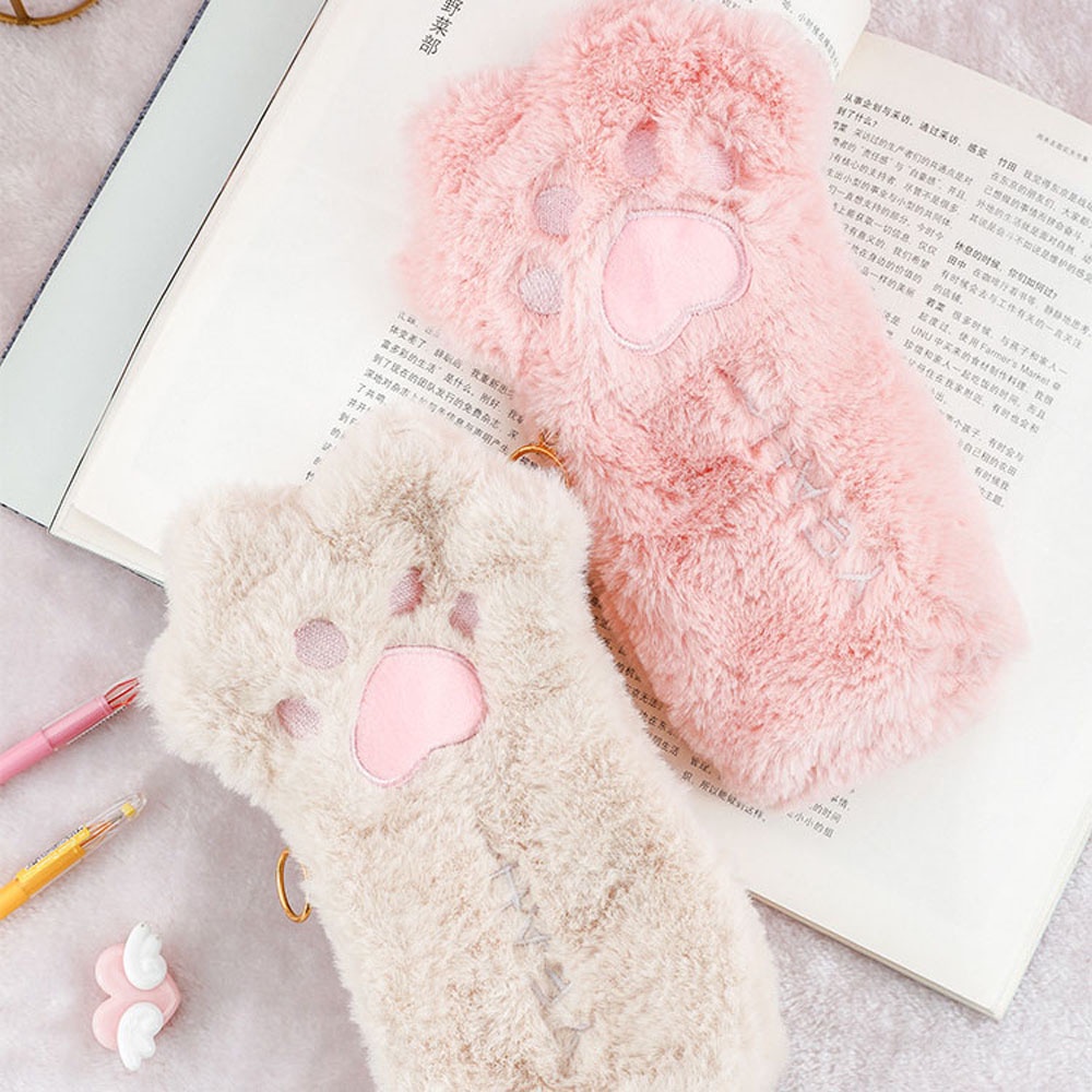 1 Túi Đựng Bút Hình Chân Mèo Nhồi Bông Dễ Thương