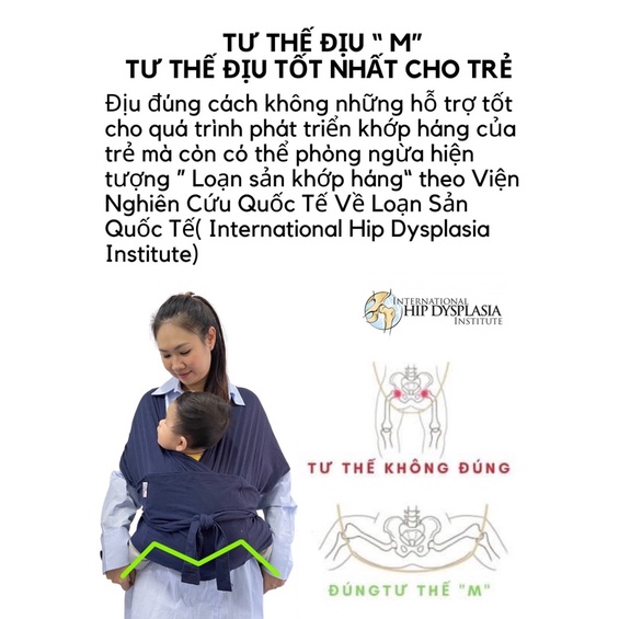 [CẢI TIẾN 3]- Địu vải sling cho bé- Chỉnh size, trợ lực bấm