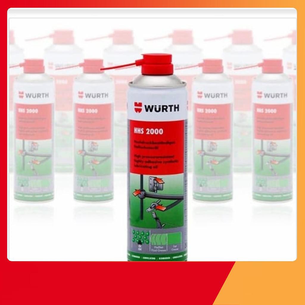 Mỡ bò nước dạng xịt bôi trơn chịu nhiệt Wurth HHS 2000 500ml chamsocxestore