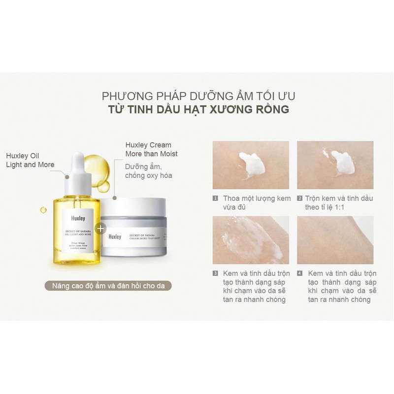Bộ 3 món Dưỡng Ẩm Da Khô Huxley Extra Moisture Trio Set ( Toner Extract + SR Light and More + Kem More than Moist )