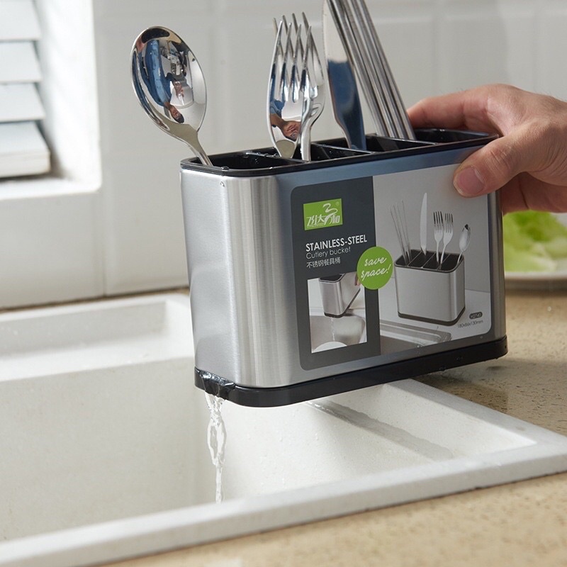 Ống cắm đũa thìa inox cao cấp 4 ngăn và 1 ngăn cao thấp