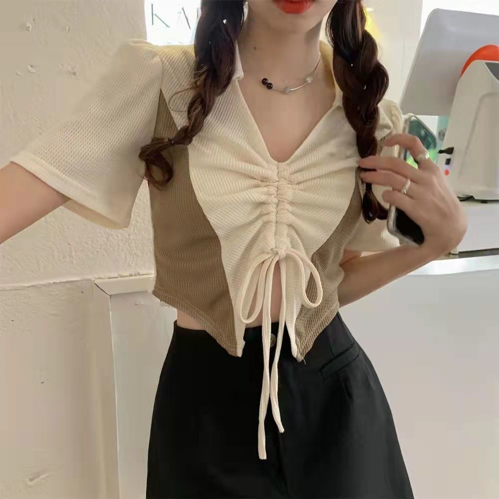 Áo Thun NgắN Tay Cổ Chữ V MàU Tương PhảN Cho Nữ JL-TX-518