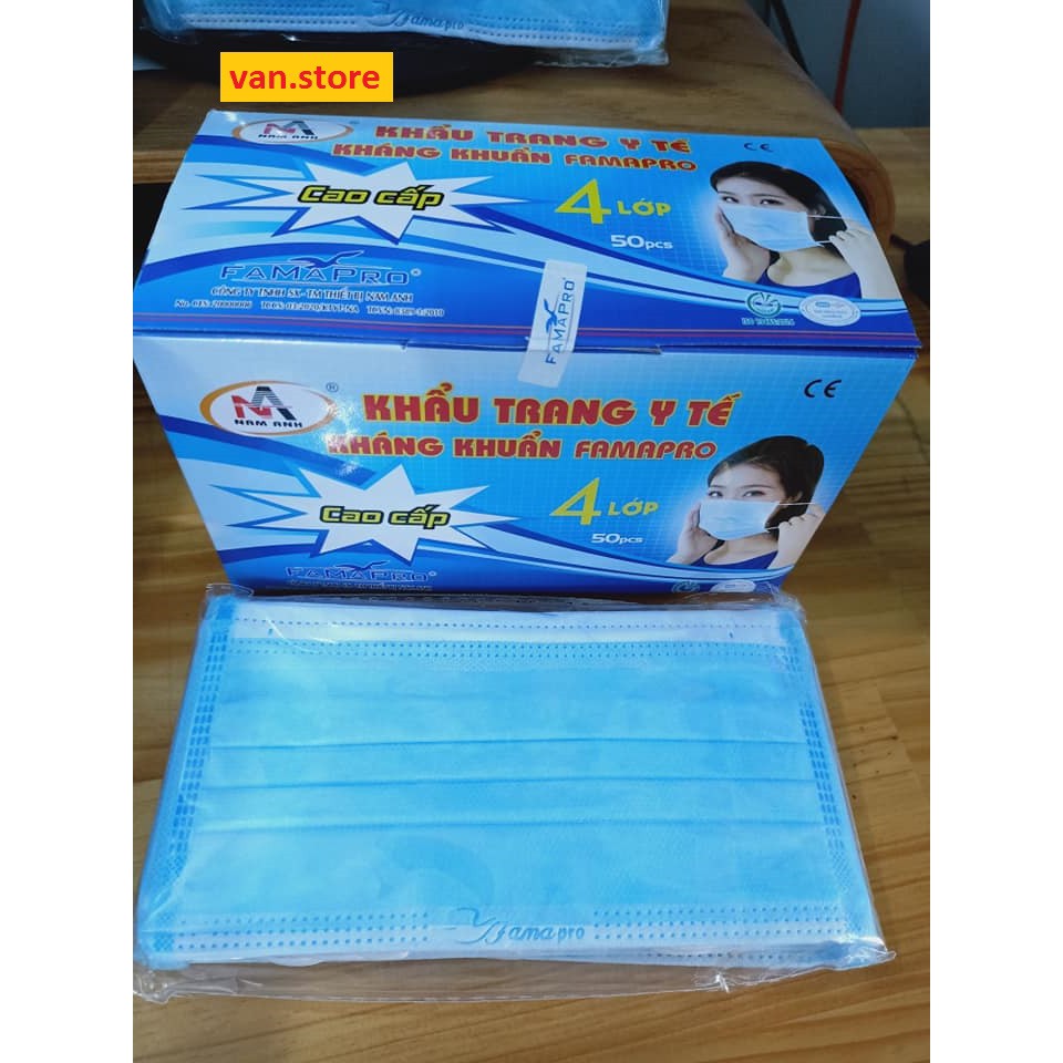 [Hộp 50 Cái] Khẩu Trang Y Tế 4 Lớp Cao Cấp FAMAPRO/ VN NUMBER ONE - Tiêu Chuẩn ISO 9001:2015