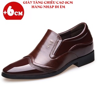 Giày lười tăng chiều cao 6cm - mẫu công sở châu âu lịch lãm - da bò nhập khẩu