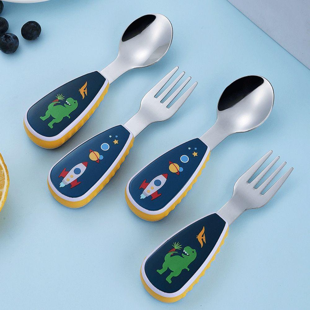 SUENIN Bộ Dụng Cụ Ăn Uống Bằng Thép Không Gỉ In Hoạt Hình Dễ Thương Cho Bé