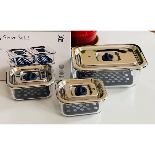 Set 3 hộp thủy tinh đựng thực phẩm WMF [Nhập Đức]