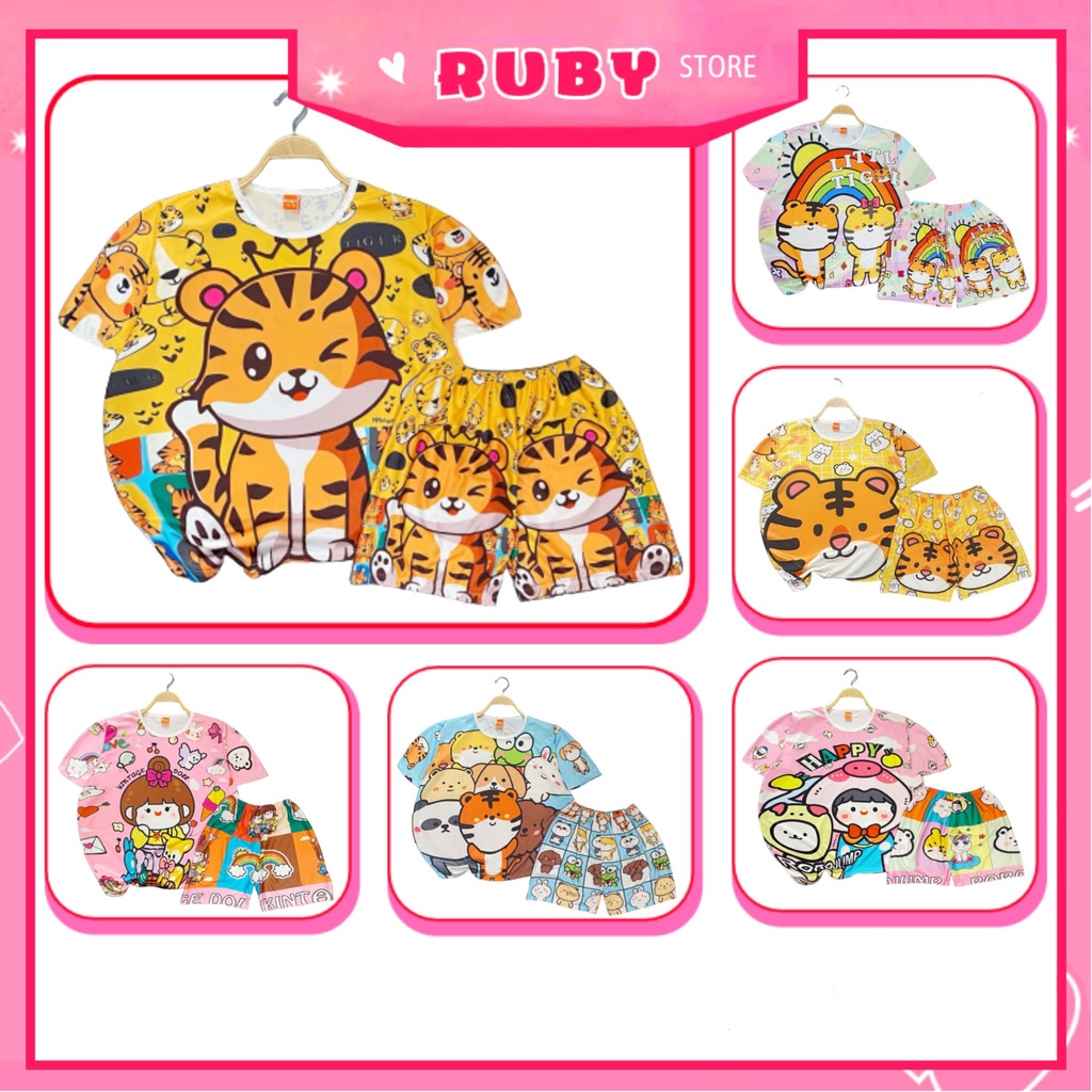 Đồ bộ con hổ dễ thương ❤ Bộ hoạt hình bé trai bé gái đến 70kg con cọp tiger doremon chất thun mềm mát DBRBD FULL SIZE