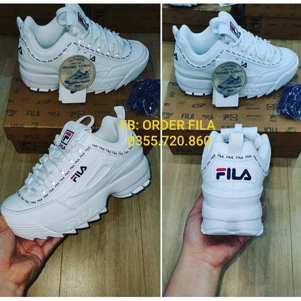 (Đủ bill) Giày Sneaker Thể Thao Nam Nữ FILA  DISRUPTOR 2 TAPEYTAPE TRẮNG chính hãng 100%