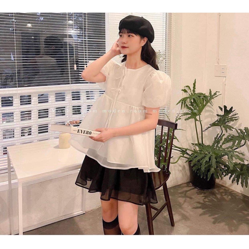 [FREESHIP, MẪU MỚI] VÁY, ĐẦM BUỘC DÂY NGỰC ÁO BABY DOLL CHẤT TƠ KÍNH HAI MÀU TRẮNG CAM XINH LUNG LINH  DỊU DÀNG NỮ TÍNH