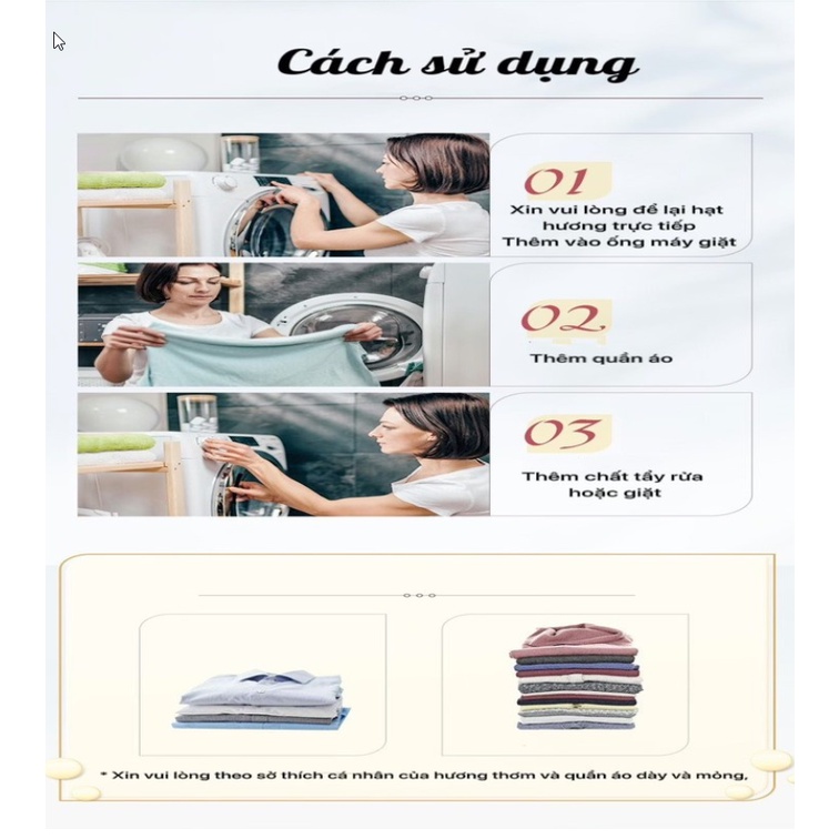 Hạt Lưu Hương Quần Áo Nội Địa, Hạt Xả Thơm Làm Mềm Vải Hạt Giặt Lưu Hương Thơm Lâu Dài Tiện Lợi 110g