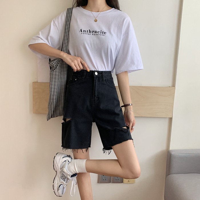 QUẦN JEAN NGỐ LỬNG NỮ LƯNG CAO RÁCH BE PHẢI VẠT TRÁI MÀU ĐEN CAO CẤP NITI ĐỦ SIZE S, M, L LAI TUA SIÊU PHONG CÁCH