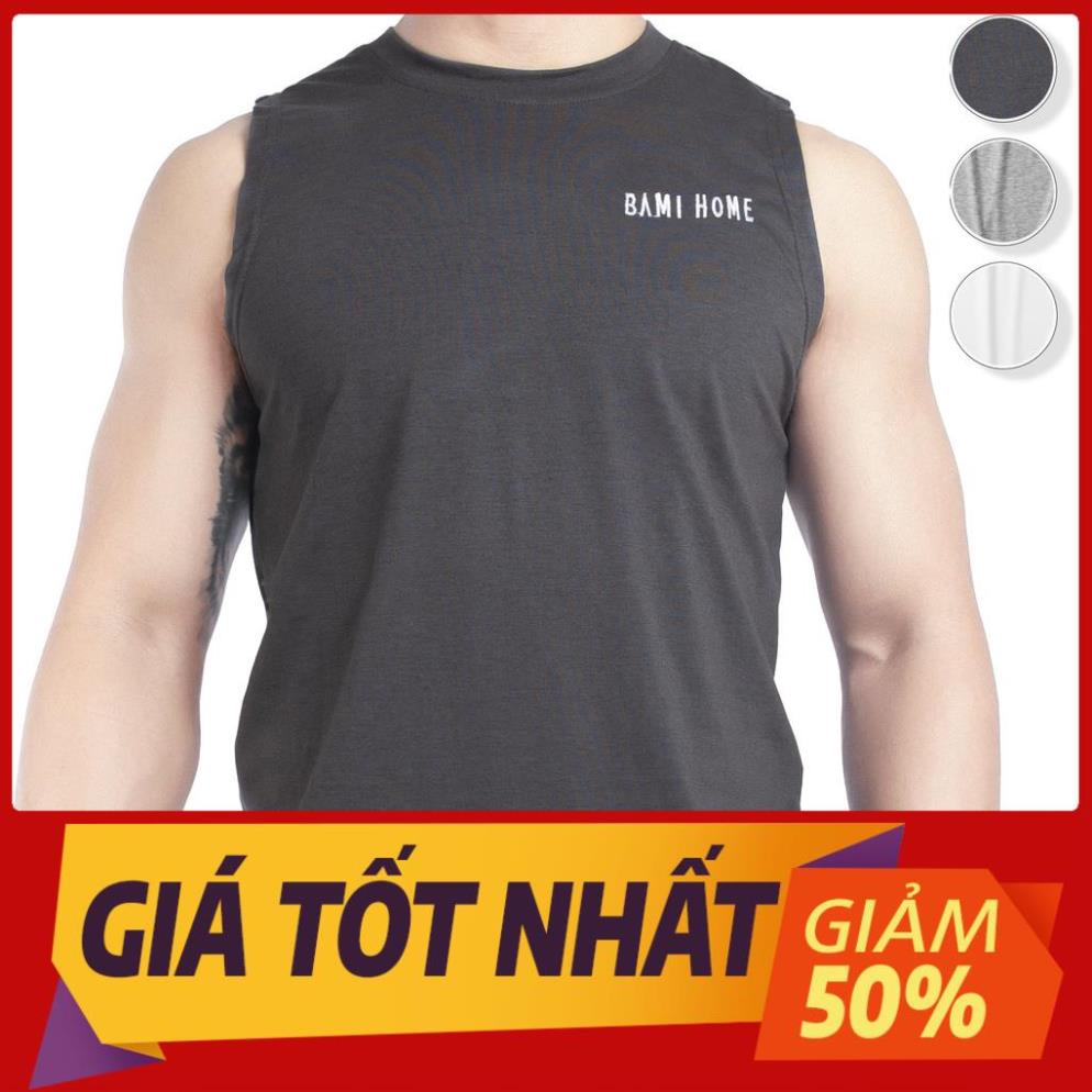 Áo ba lỗ Tank Top cao cấp BAMIHOME sát nách cổ tròn vải Interlock Prenium co giãn, thấm hút mau khô thoáng khí AOG-01 ⚡