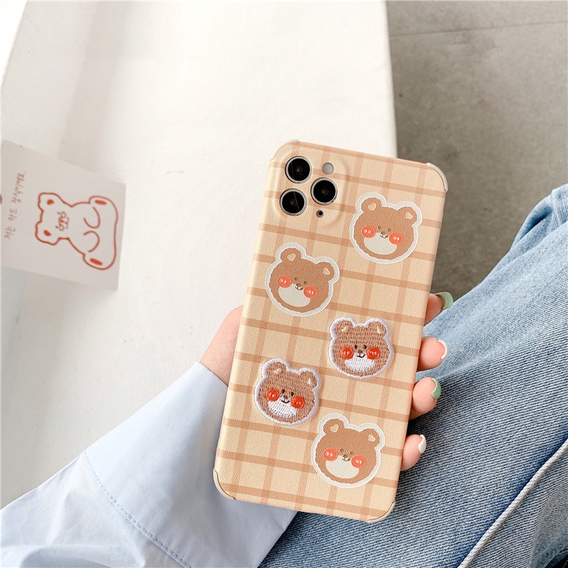 Ốp lưng iphone thêu gấu nâu cute 5/5s/6/6plus/6s/6splus/7/7plus/8/8plus/x/xr/xs/11/12/pro/max/plus/promax -Awifi H4-2