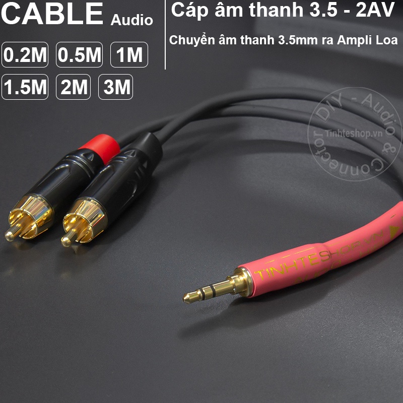 Dây 3.5 ra hoa sen DIY dài 0.2 mét đến 3 mét - Dây 3.5mm đực ra 2 AV đực Soundking