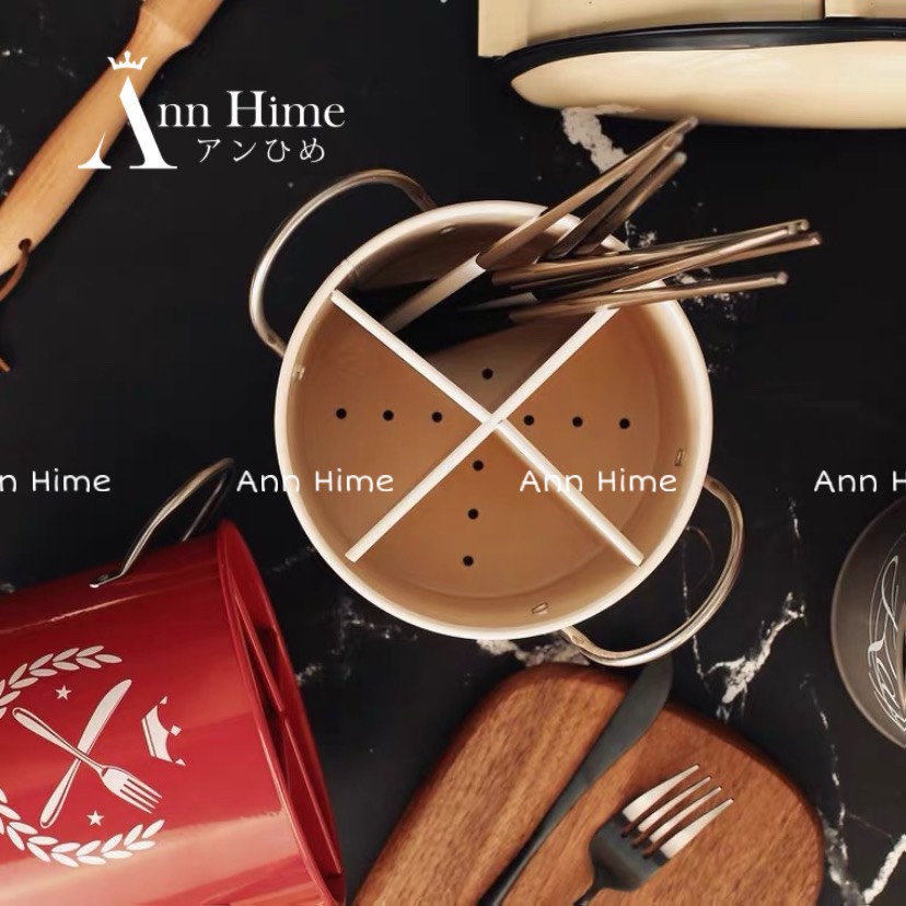 Ống Đựng Đũa/ Hộp Đựng Đũa Muỗng Đa Năng Vintage Bằng Kim Loại
