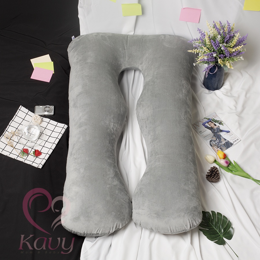 [TẶNG KHẨU TRANG] GỐI ÔM CHỮ U BÀ BẦU ĐA NĂNG CAO CẤP (100% COTTON/NHUNG, BÔNG GÒN 7D NẶNG 2.8KG)