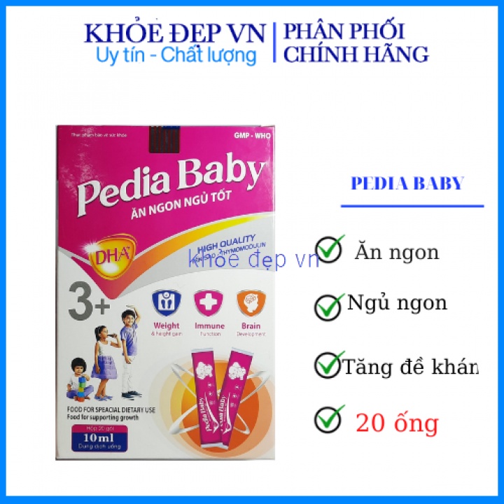 Siro Pedia Baby giúp bé ăn ngon, ngủ ngon, tiêu hóa tốt, tăng sức đề kháng – Hộp 20 ống