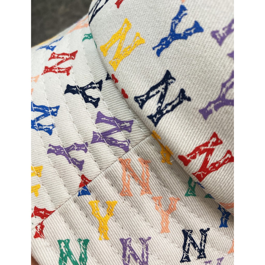 Mũ nón nam nữ Thời Trang - BUCKET HAT - N06 MONOGRAM RAINBOW DOME HAT WHITE